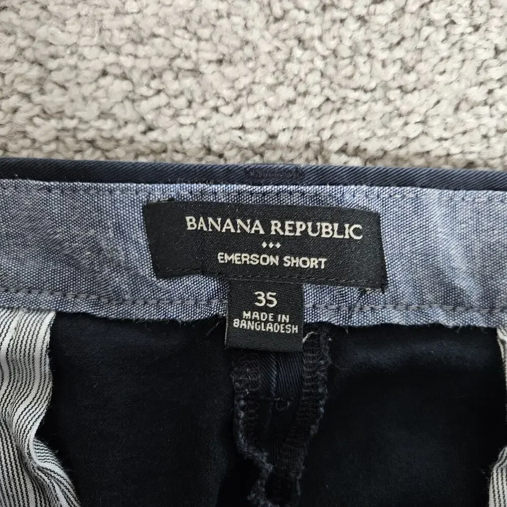 Banana Republic Emerson Shorts Men's 35 Blue Chino Preppy Casual Golf Minimalist